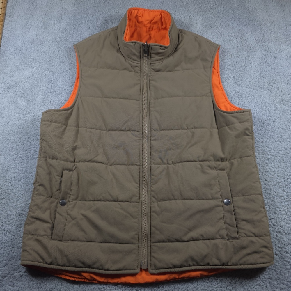 Duluth Trading Co. Vest Mens L LARGE Orange Brown Reversable Insulated